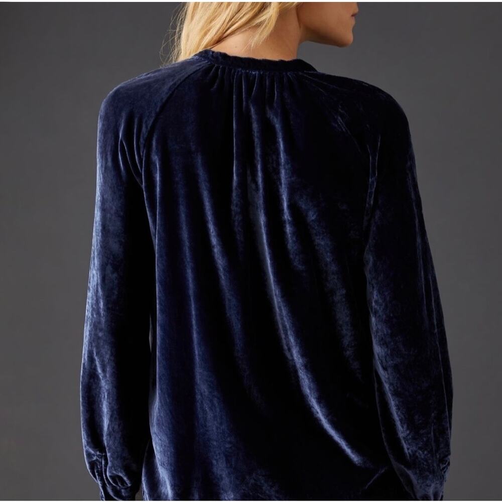 Pilcro Navy Blue Velvet Button Up Shirt Size Small NWT - Picture 3 of 12